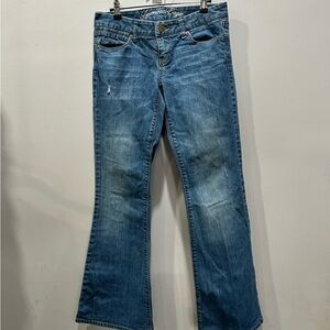 American Eagle Real Flare Jeans Size 4 Low Rise Medium Wash Distressed